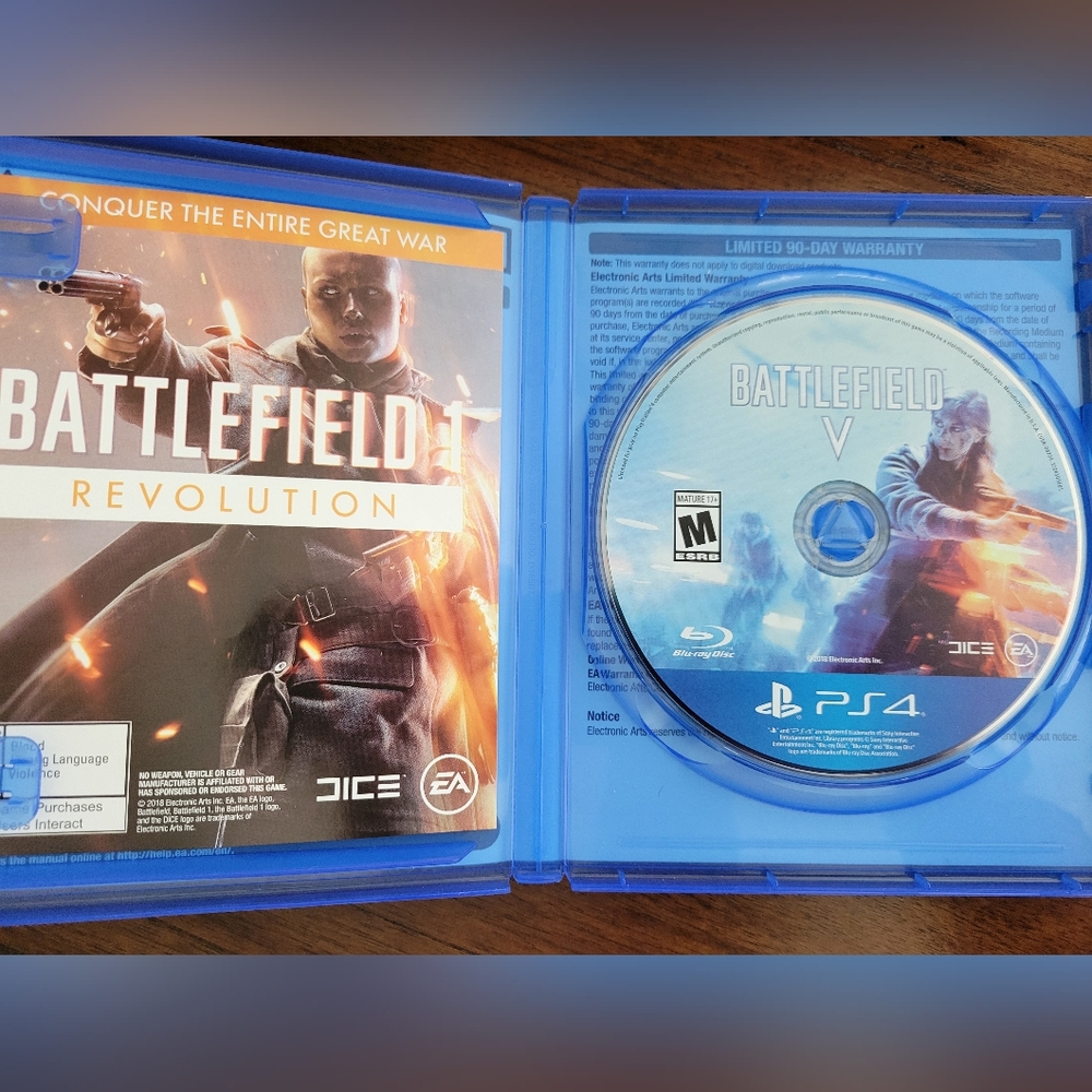 Sony PS4 Battlefield V Video Game Disc - Blue/White Artwork